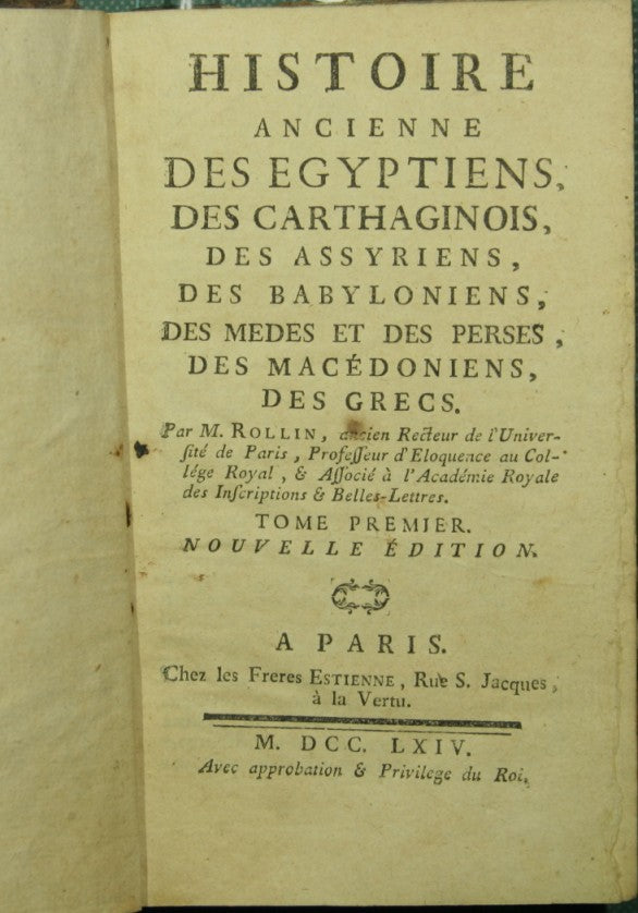 Histoire ancienne des egyptiens, des carthaginois… Voll. I-III-V-VI-VII-VIII-X-XI-XIII