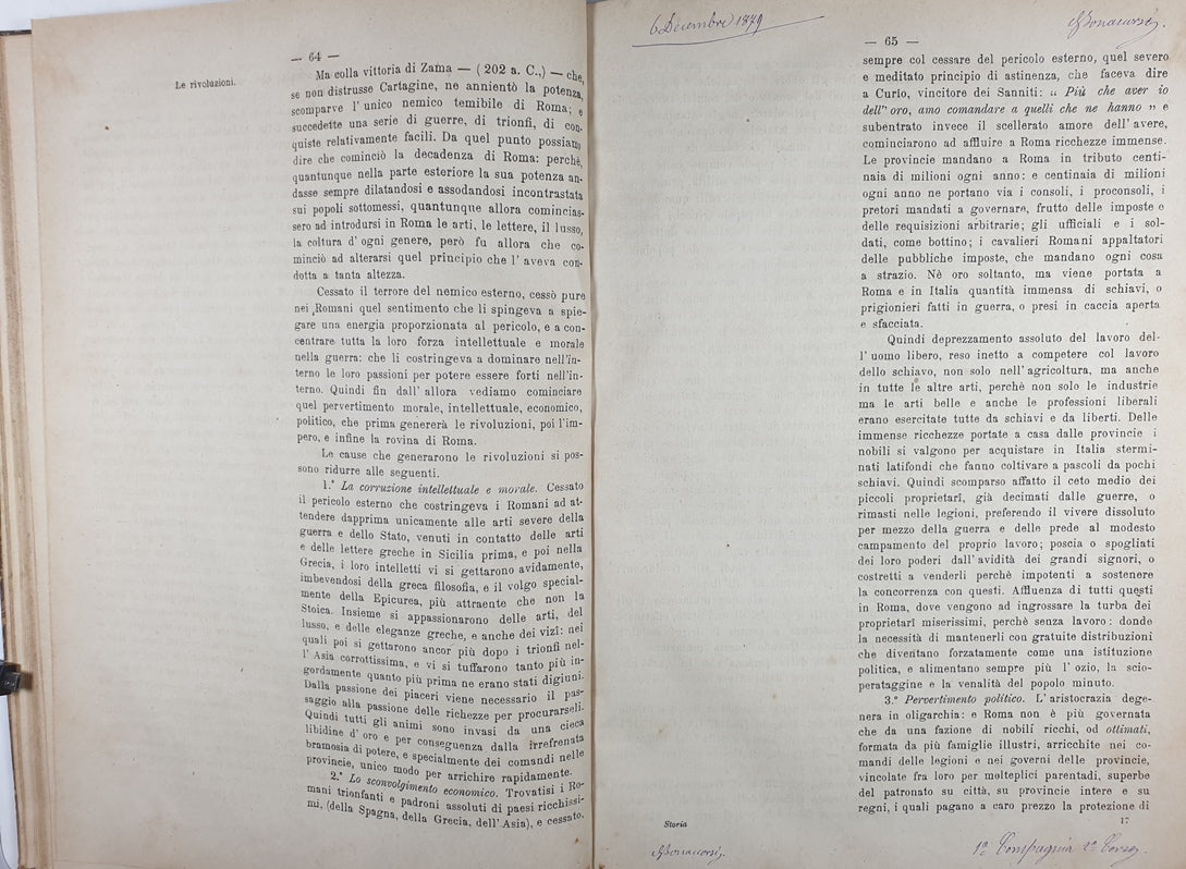 Appunti per un complemento di studi storici