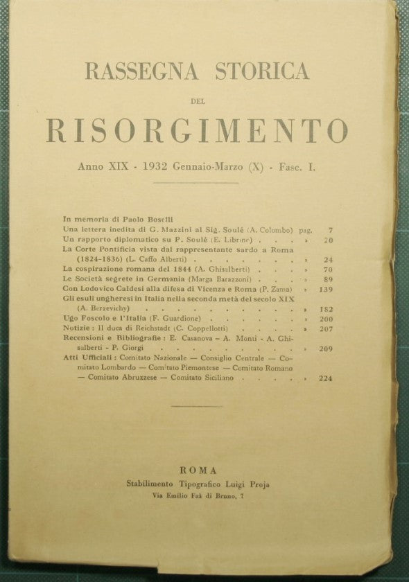 Rassegna storica del Risorgimento - Anno XIX - 1932