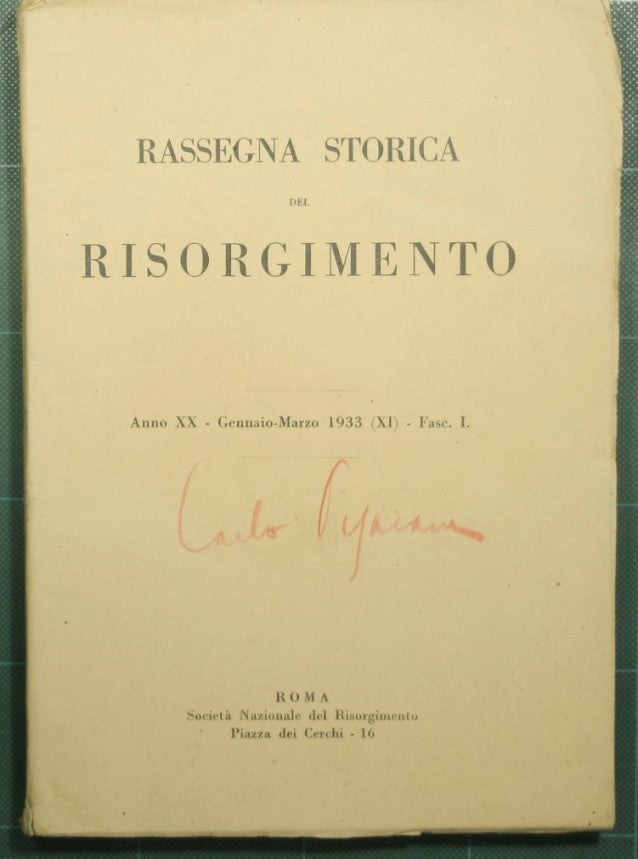 Reseña histórica del Risorgimento - Año XX - 1933