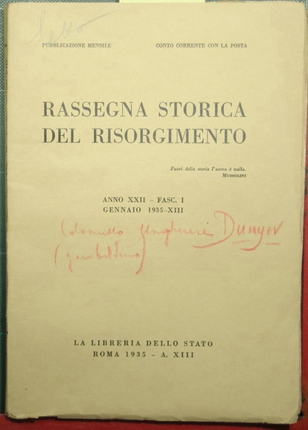 Reseña histórica del Risorgimento - Año XXII - 1935 - Fasc. EL