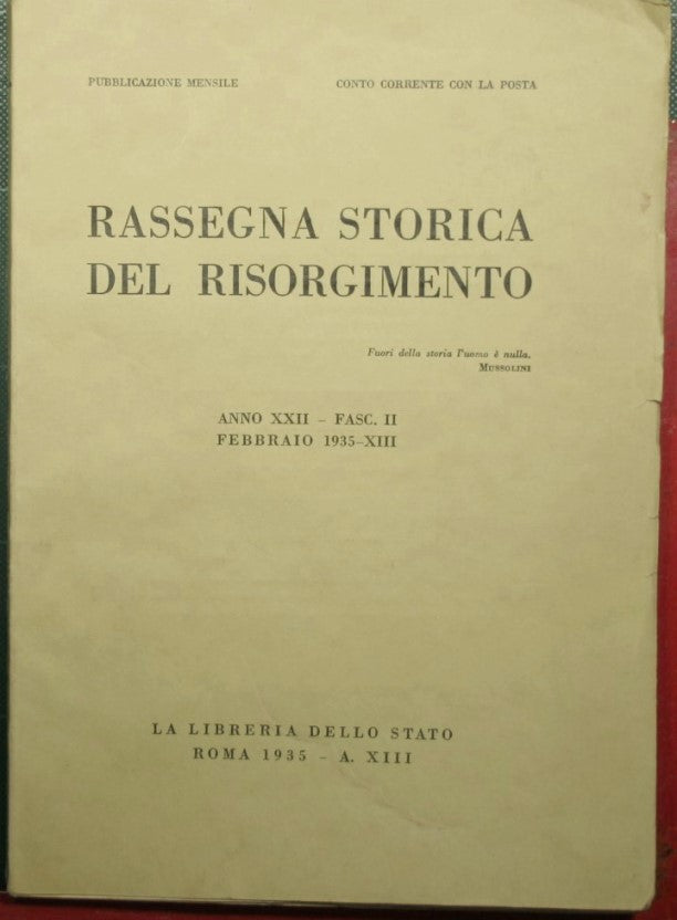 Reseña histórica del Risorgimento - Año XXII - 1935 - Fasc. II