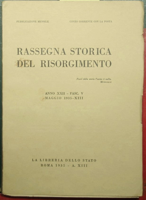 Reseña histórica del Risorgimento - Año XXII - 1935 - Fasc. V