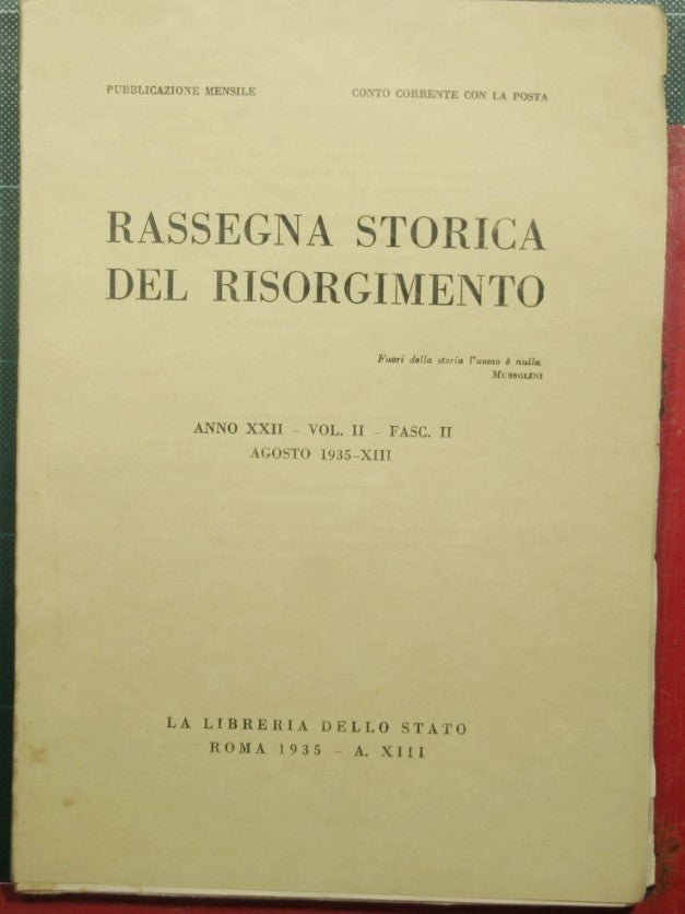 Rassegna storica del Risorgimento - Anno XXII - 1935 - Vol. II - Fasc. II
