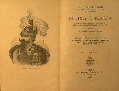 Historia de Italia tratada a través de relatos y biografías según los programas gubernamentales vigentes para uso de la escuela secundaria inferior.