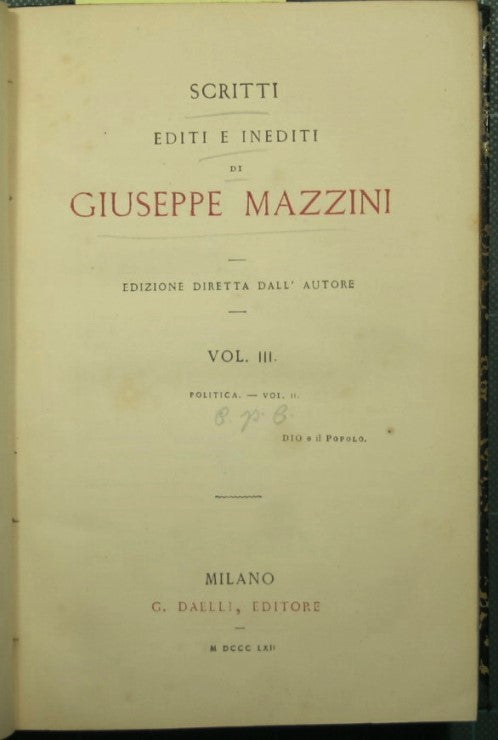 Escritos publicados e inéditos de Giuseppe Mazzini - Vol. III - Política vol. II