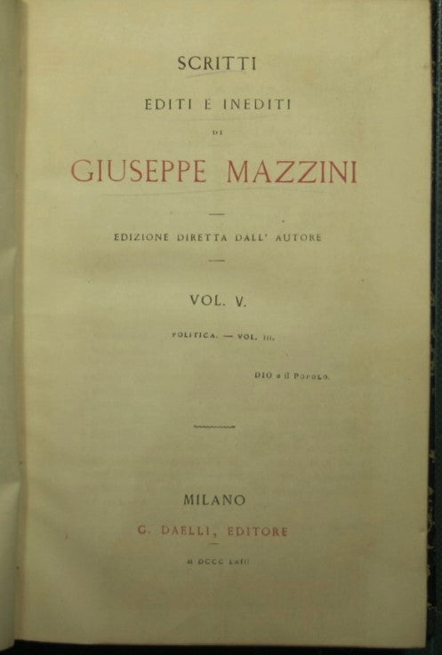 Escritos publicados e inéditos de Giuseppe Mazzini - Vol. V - Política vol. III