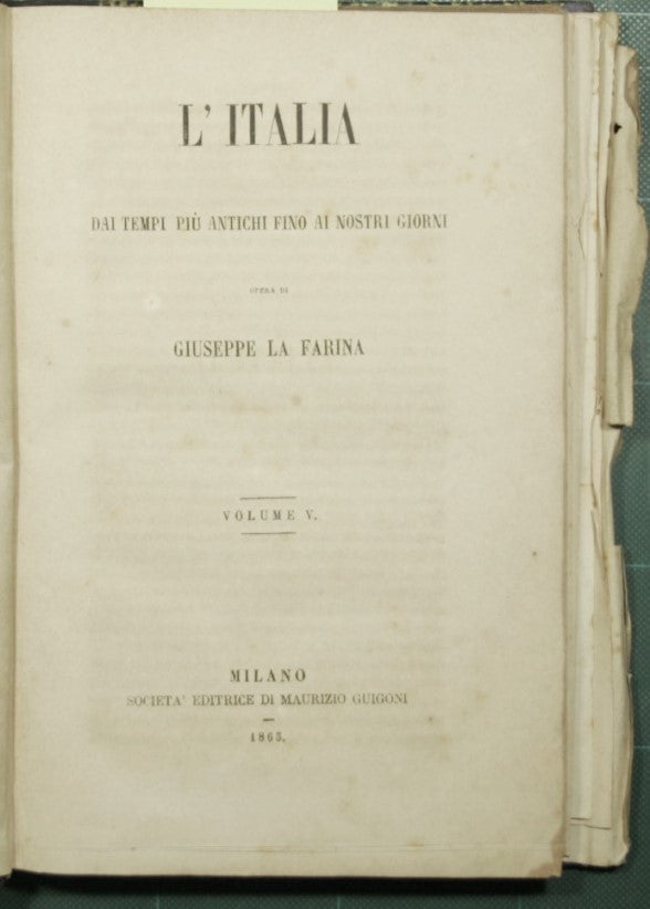 L'Italia dai tempi più antichi fino ai nostri giorni - Vol. V