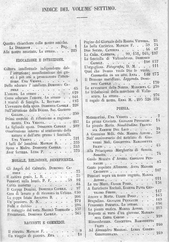 La donna e la famiglia. Scitti di istruzione, educazione e ricreazione per le donne. Anno settimo + anno ottavo
