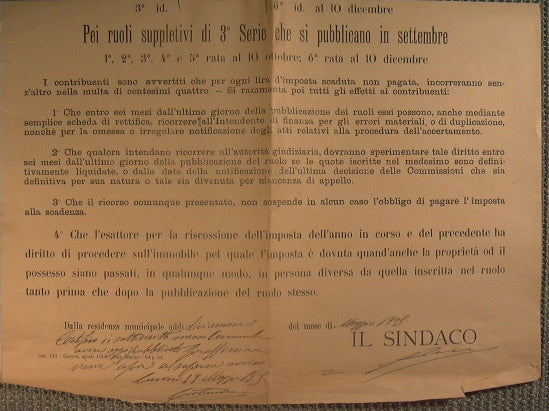 Anuncio conjunto de Carini - Anuncio de publicación de las listas del impuesto de construcción (modelo n° 75 - impuestos)
