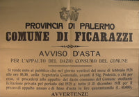 Provincia de Palermo - Municipio de Ficarazzi - Aviso de subasta del contrato de derechos de consumo del municipio