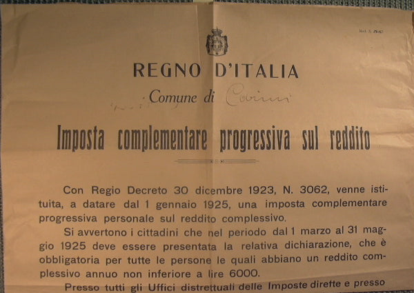 Comunicado Municipio de Carini - Impuesto complementario progresivo sobre la renta (formulario N. 5 C)