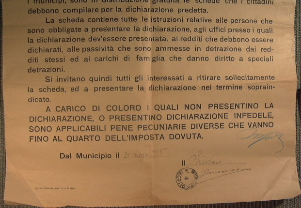 Comunicado Municipio de Carini - Impuesto complementario progresivo sobre la renta (formulario N. 5 C)
