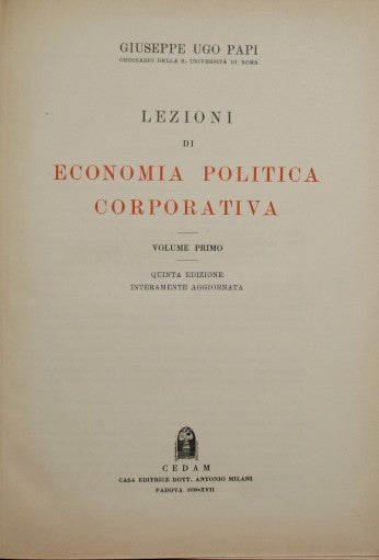 Lezioni di economia politica corporativa