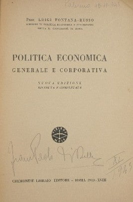 Politica economica - Generale e corporativa