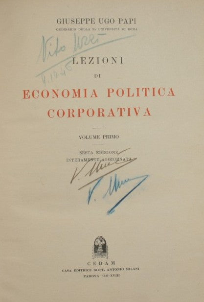 Lezioni di economia politica corporativa. Vol. I