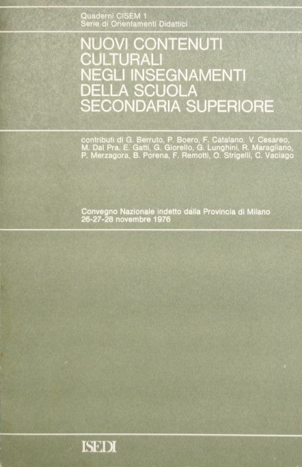Nuovi contenuti culturali negli insegnamenti della scuola secondaria superiore
