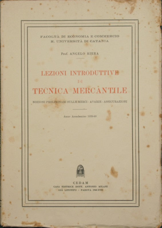 Lezioni introduttive di tecnica mercantile