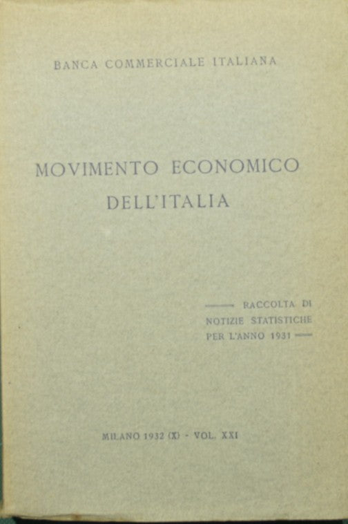 Movimento economico dell'Italia. Vol. XXI
