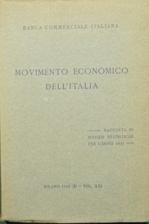 El movimiento económico de Italia. Volumen XXI