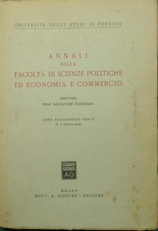 Annali della Facoltà di Scienze politiche ed Economia e commercio