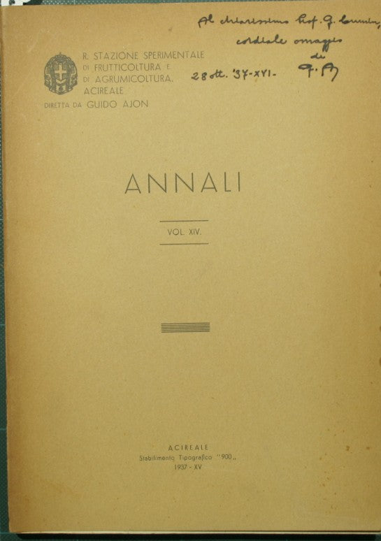 Annali della R. Stazione sperimentale di frutticoltura e di agrumicoltura - Vol. XIV