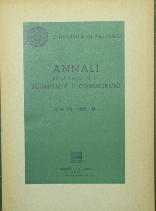 Annali della Facoltà di Economia e commercio di Palermo. 1953