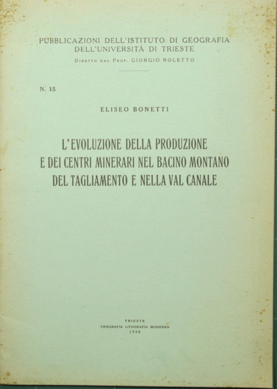 L'evoluzione della produzione e dei centri minerari nel bacino montano del Tagliamento e nella Val Canale