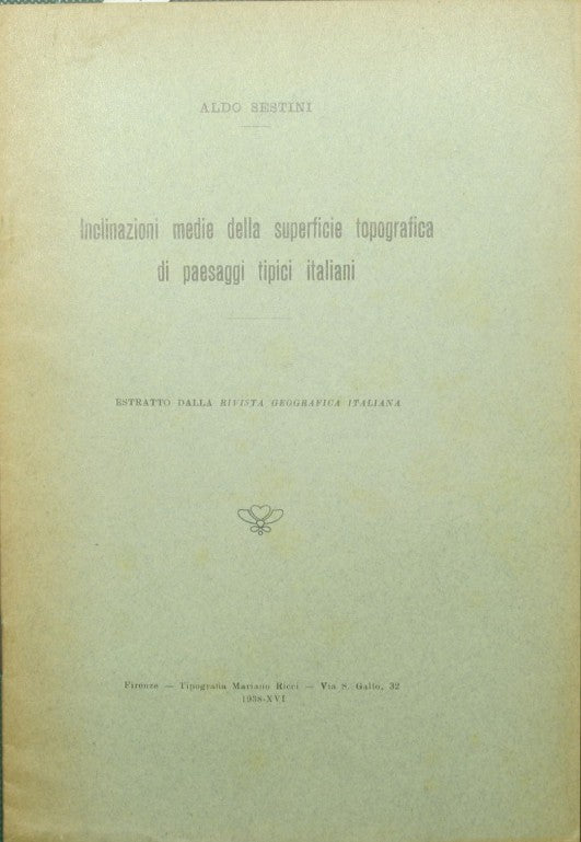 Average inclinations of the topographic surface of typical Italian landscapes