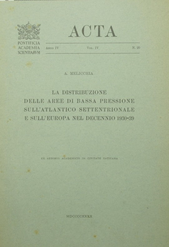 La distribuzione delle aree di bassa pressione sull'Atlantico settentrionale e sull'Europa nel decennio 1930-39