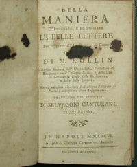 Della maniera d'insegnare e di studiare le belle lettere per rapporto all'intelletto e al cuore