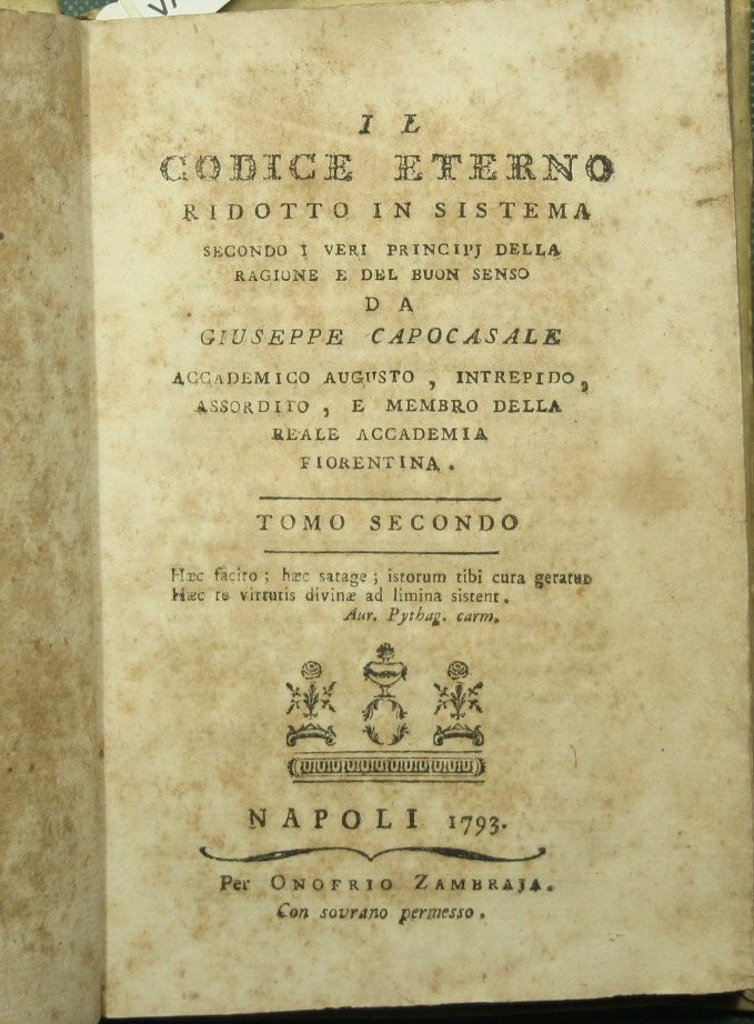 The eternal code reduced to a system according to the true principles of reason and common sense. Vol. II