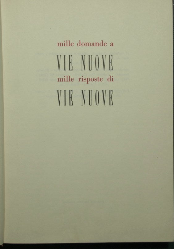A thousand questions for Vie Nuovi. A thousand answers from New Ways