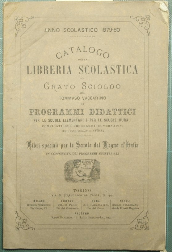 Catalog of the school bookshop of Grato Scioldo formerly Tommaso Vaccarino and educational programs for elementary schools and rural schools