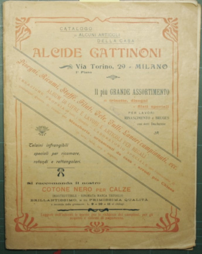 Catalog of some articles from the Alcide Gattinoni House