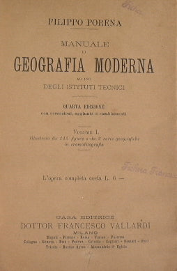 Manuale di geografia moderna ad uso degli istituti tecnici