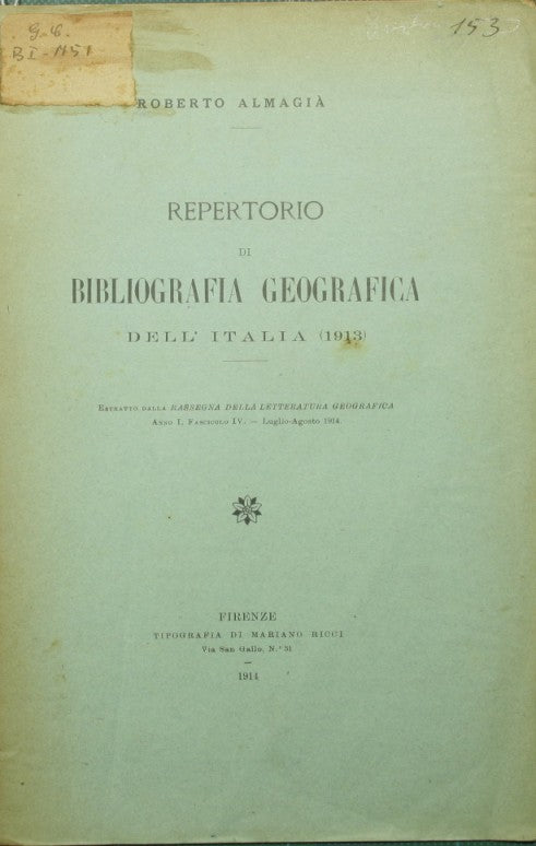 Repertorio di bibliografia geografica dell'Italia (1913)