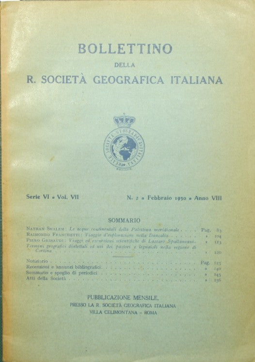 Bollettino della R. Società Geografica Italiana. Febbraio 1930