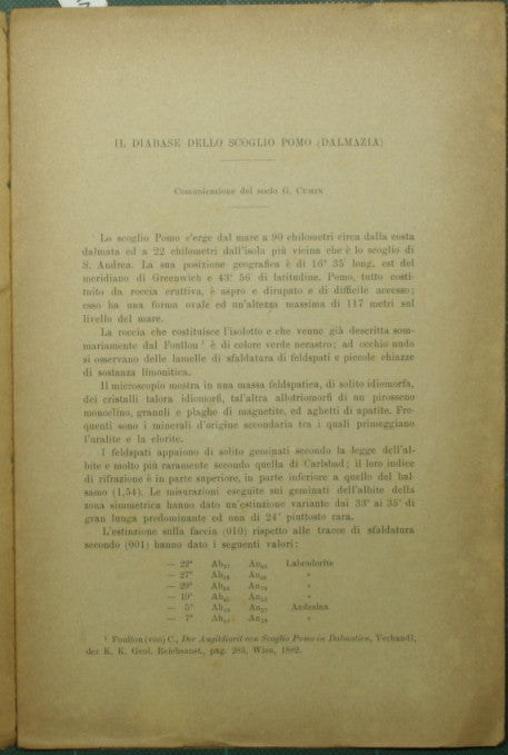 Il diabase dello scoglio Pomo (Dalmazia)