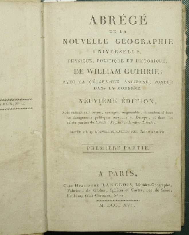 Abrege de la nouvelle geographie universelle, physique, politique et historique, de William Guthrie