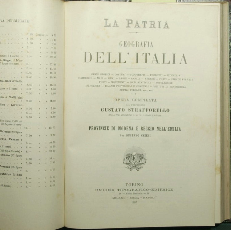 La patria - Geografia dell'Italia - Provincie di Aquila, Chieti, Teramo, Campobasso; Provincie di Modena e Reggio nell'Emilia