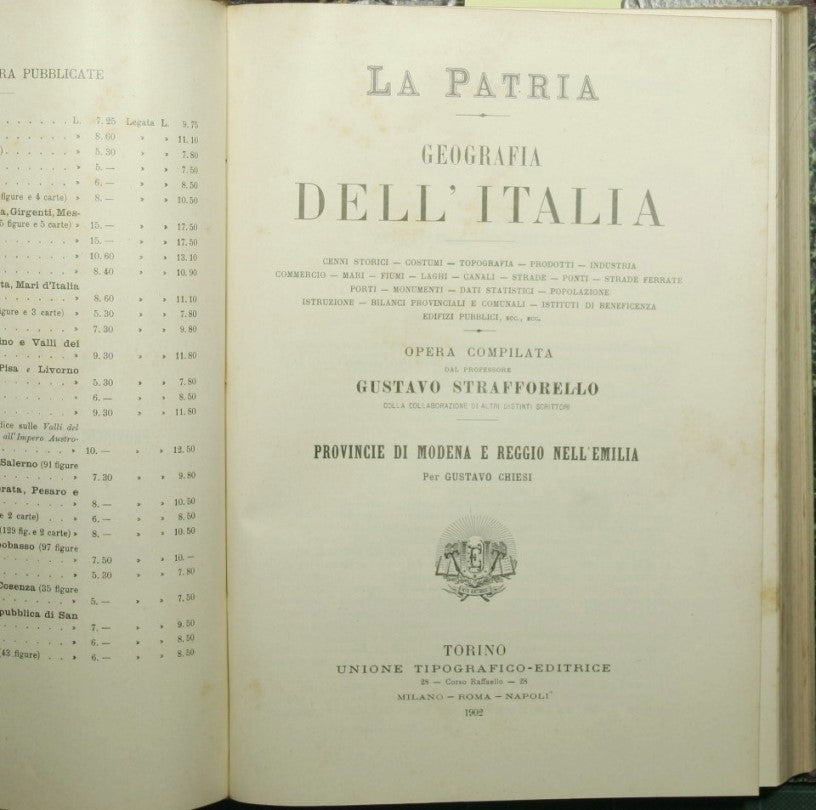 La patria - Geografia dell'Italia - Provincie di Aquila, Chieti, Teramo, Campobasso; Provincie di Modena e Reggio nell'Emilia