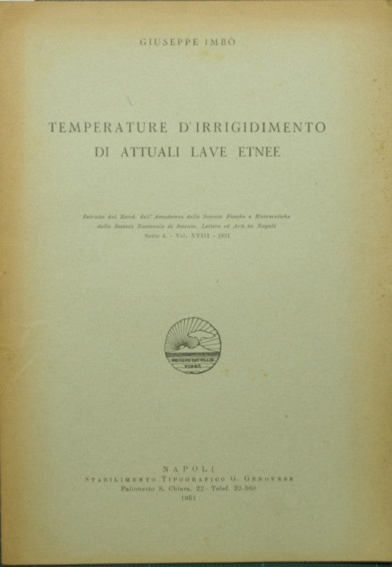 Temperature d'irrigidimento di attuali lave etnee