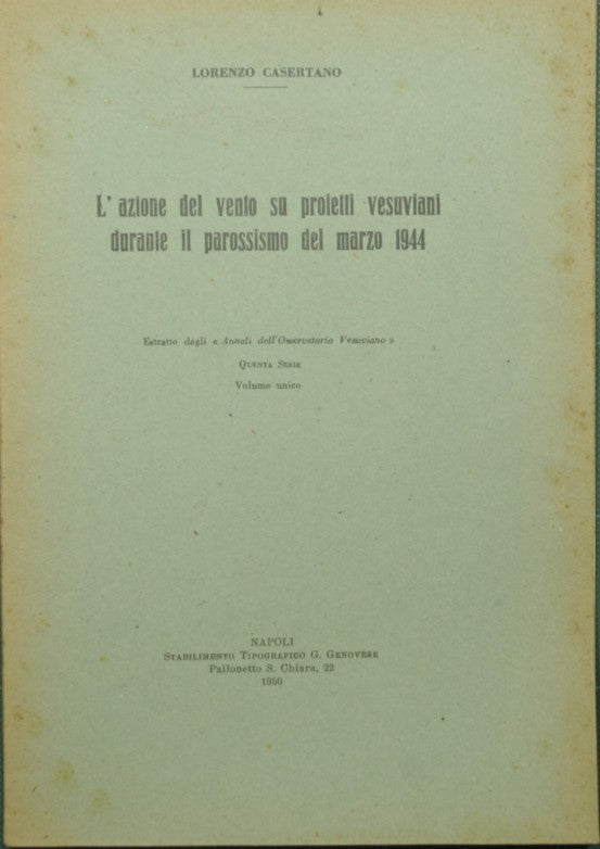 L'azione del vento su proietti vesuviani durante il parossismo del marzo 1944