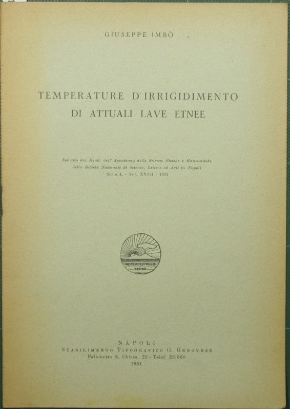 Temperaturas de endurecimiento de las lavas actuales del Etna